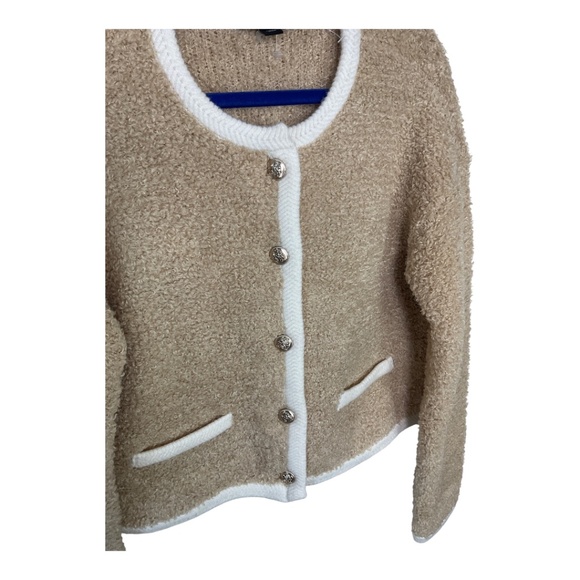 Ann Taylor Boucle Contrast Trim Sweater Jacket NEW - Picture 4 of 9